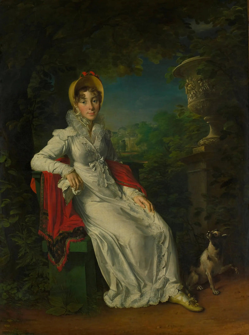 Retrato de Marie Caroline Ferdinande Louise de Nápoles, esposa de Carlos Fernando, duque de Berry, en el parque de Bagatelle en el bosque de Boulogne, París - François Gérard