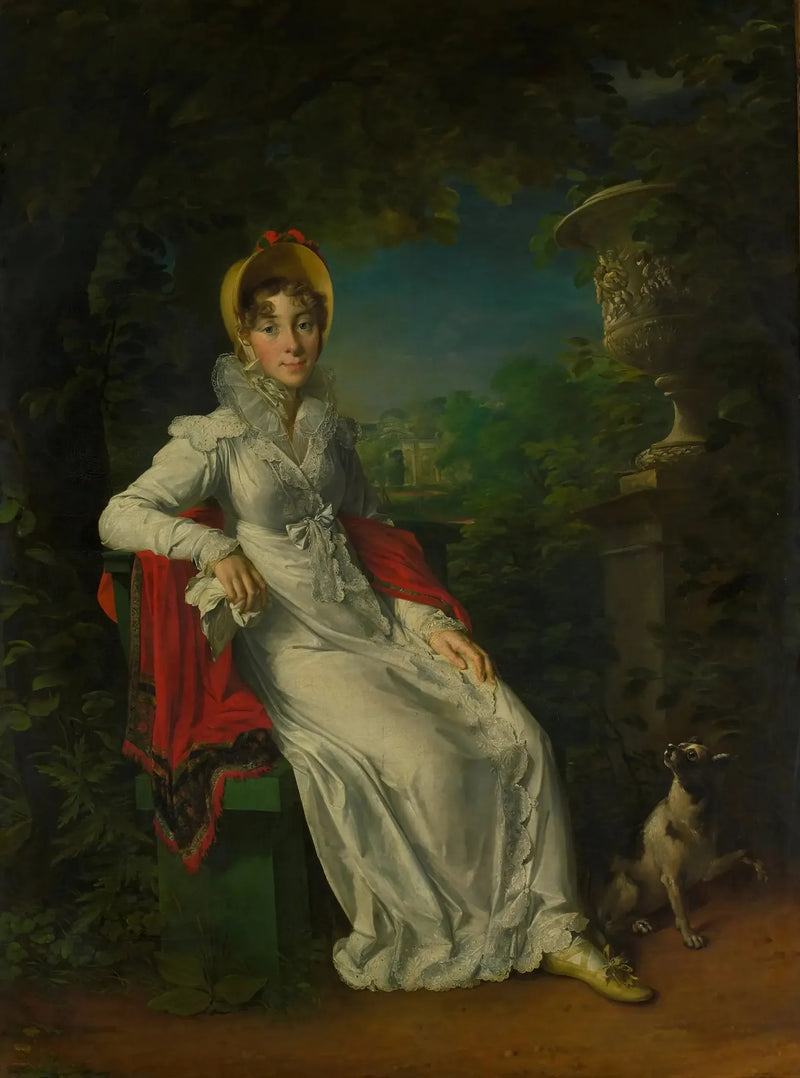 Retrato de Marie Caroline Ferdinande Louise de Nápoles, esposa de Carlos Fernando, duque de Berry, en el parque de Bagatelle en el bosque de Boulogne, París - François Gérard