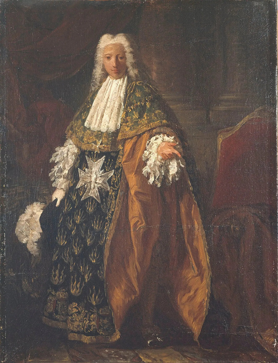 Retrato de Paul-Hippolyte de Beauvillier, duque de Saint-Aignan (1684-1776), con vestimenta de caballero de la orden del Espíritu Santo - Pierre Subleyras