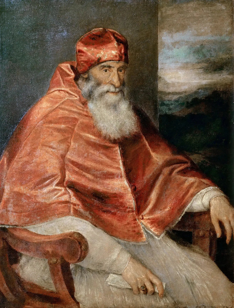 Retrato de Pablo III con camauro - Tiziano