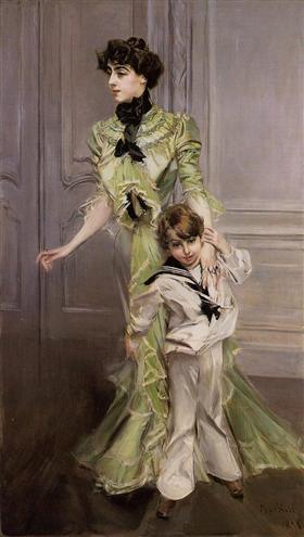 Retrato de Pauline Hugo con su hijo Jean - Giovanni Boldini