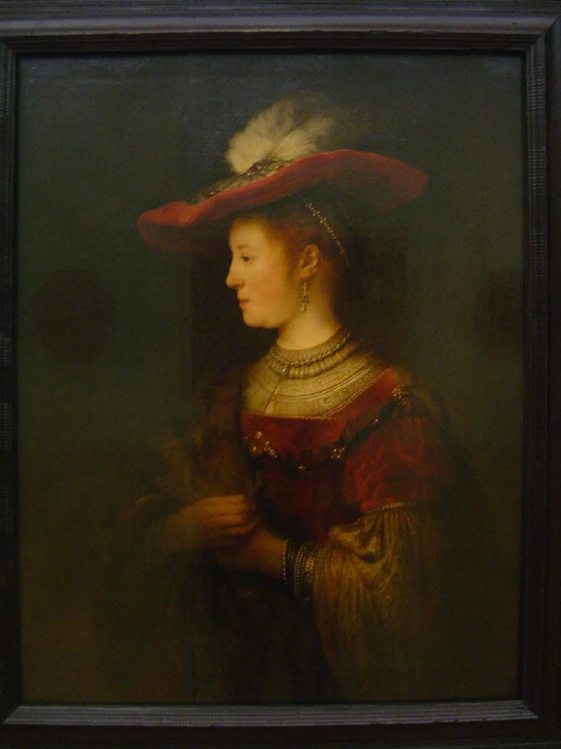 Retrato de Saskia con un sombrero - Rembrandt