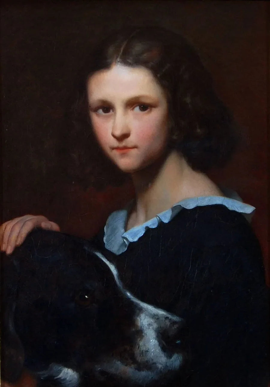 Retrato de la hija de Scheffers, Cornelia, más tarde señora Marjolin, a los 10 años con mi perro Turco - Ary Scheffer