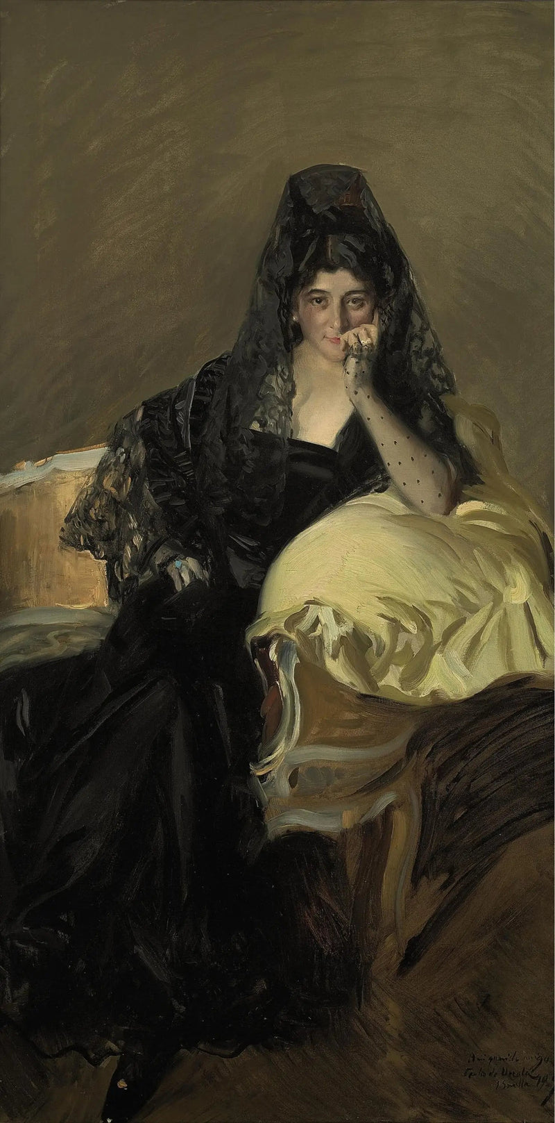 Retrato de la Señora de Urcola con un mantón negro - Joaquín Sorolla
