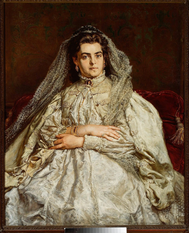 Retrato de Teodora Matejko nacida Giebułtowska con vestido de novia. - Jan Matejko