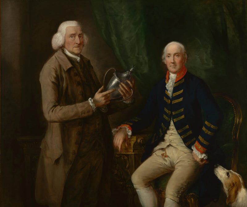 Retrato de William Anne Hollis, 4º conde de Essex, presentando un trofeo a Thomas Clutterbuck de Watford - Thomas Gainsborough