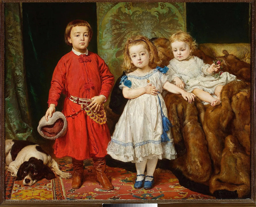 Retrato de los hijos del artista: Tadeusz, Helena y Beata - Jan Matejko
