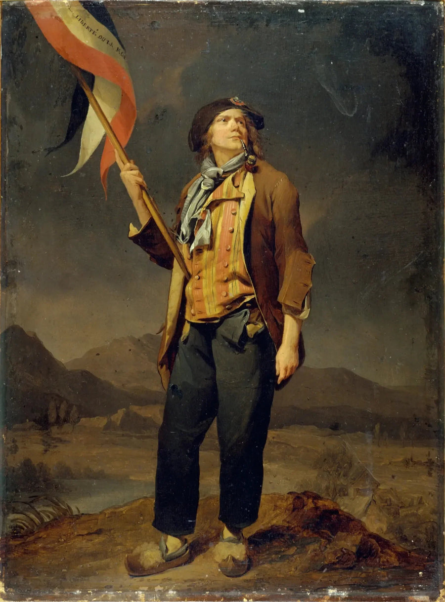Retrato del cantante Simon Chenard (1758-1832), vestido de sans-culotte, portando una bandera en la fiesta de la libertad de Saboya, el 14 de octubre de 1792 - Louis-Léopold Boilly