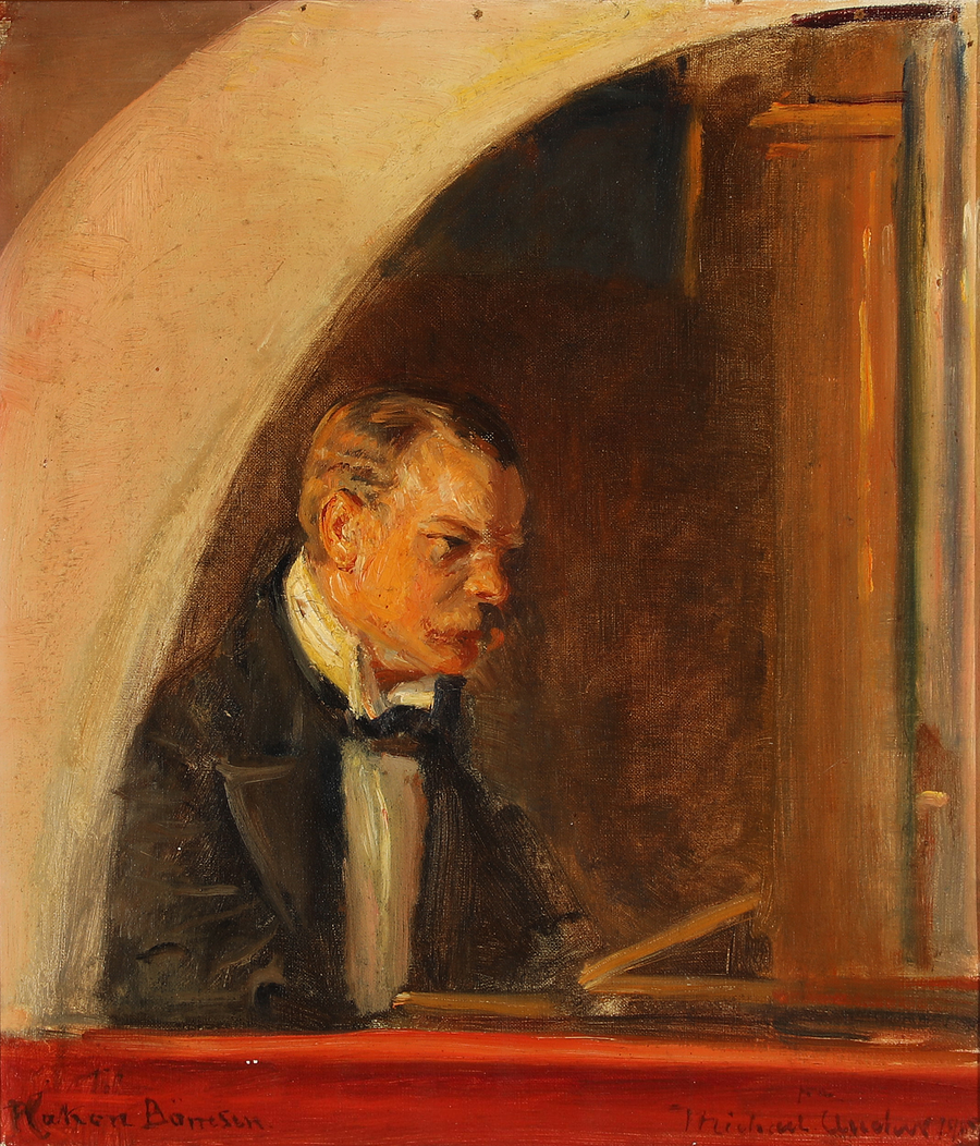 Retrato del compositor Hakon B��rresen. -Michael Peter Ancher