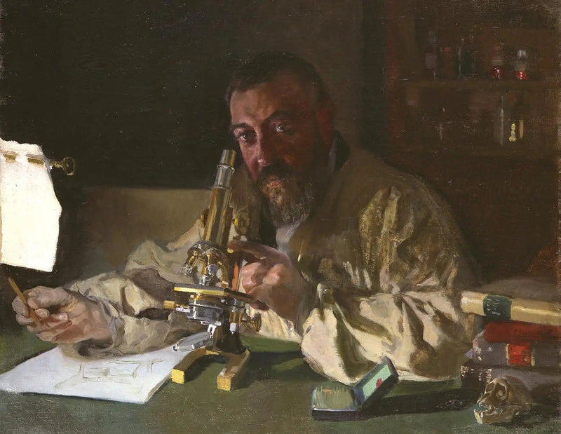 Retrato del Dr. Simarro al microscopio - Joaquín Sorolla