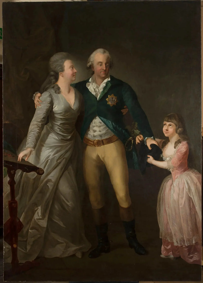 Retrato del duque sajón Carlos Augusto con su esposa Sofía y su hija - Anton Graff