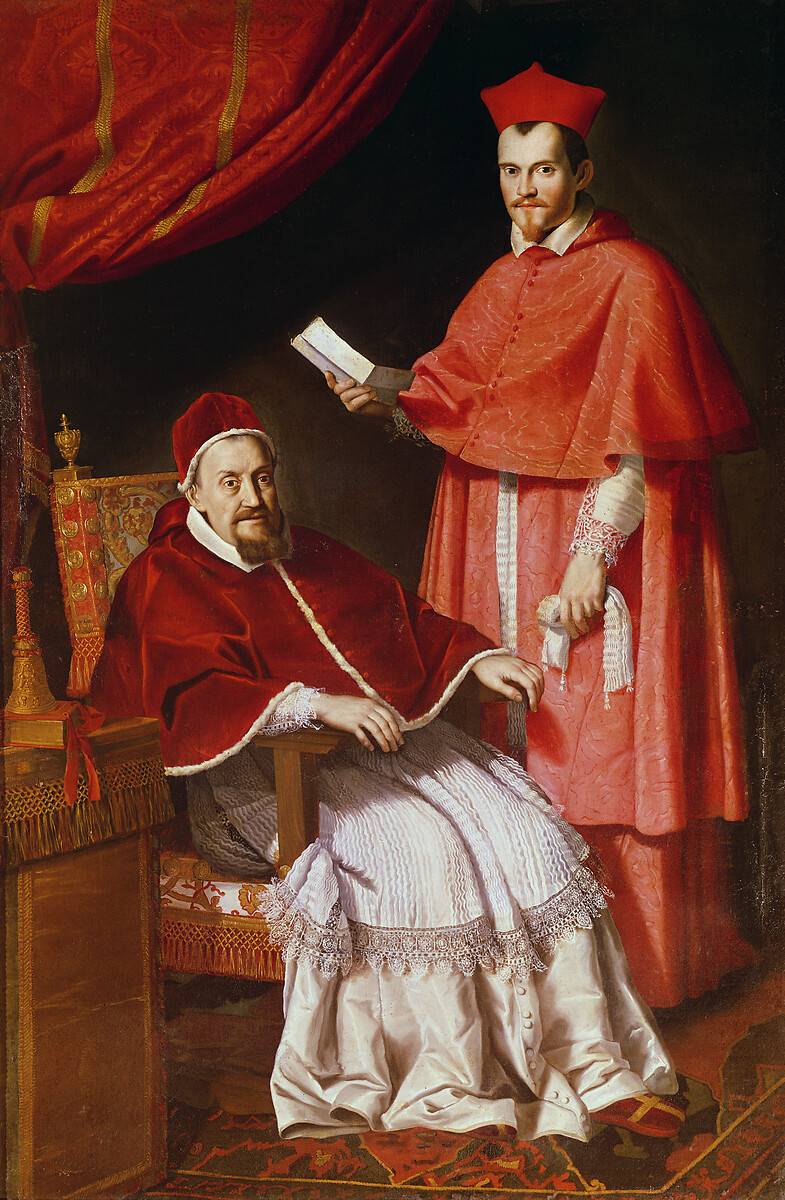Retrato del Papa Gregorio XV y del cardenal Ludovico Ludovisi - Domenichino