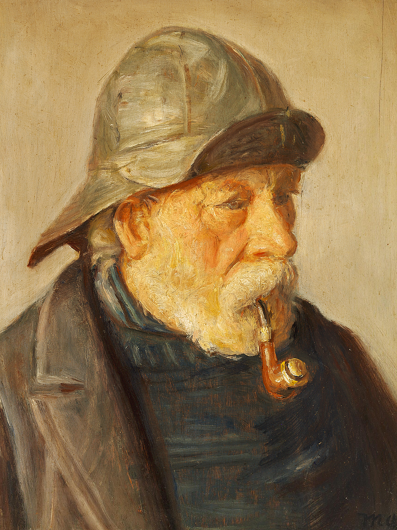 Retrato del pescador de Skagen Lars Sorig. -Michael Peter Ancher