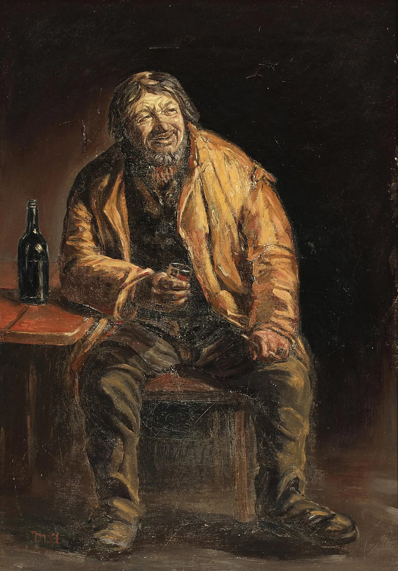 Retrato del pescador Lars Gaihede de Skagen disfrutando de una bebida. -Michael Peter Ancher