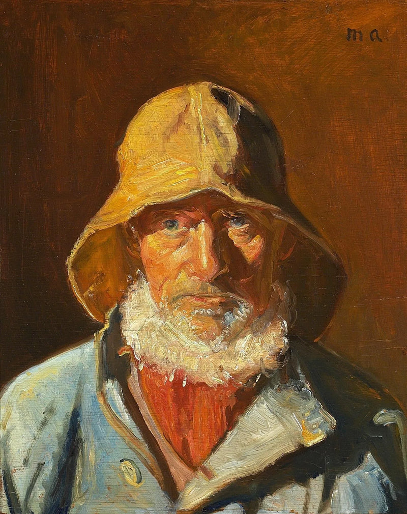 Retrato del pescador Niels Müller bajo el sol. -Michael Peter Ancher