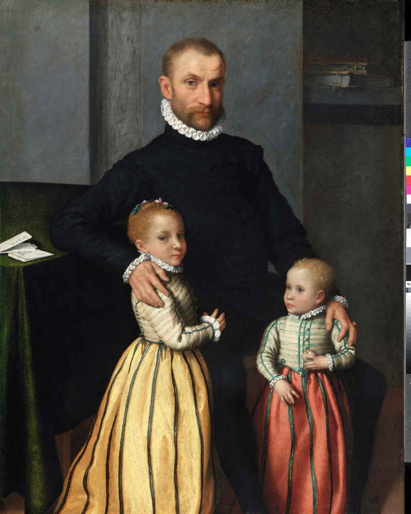 Retrato de un caballero y sus dos hijos - Giovanni Battista Moroni