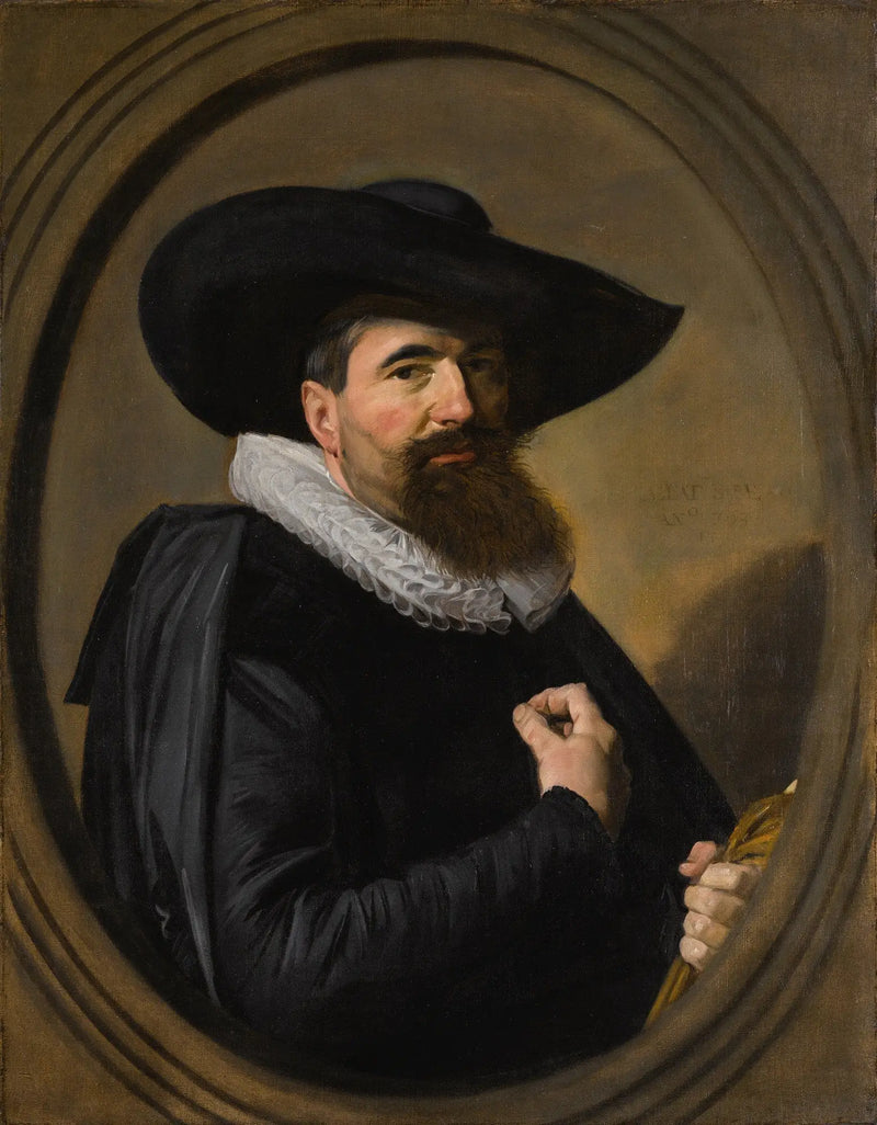 Retrato de un hombre con sombrero y cuello con encaje - Frans Hals