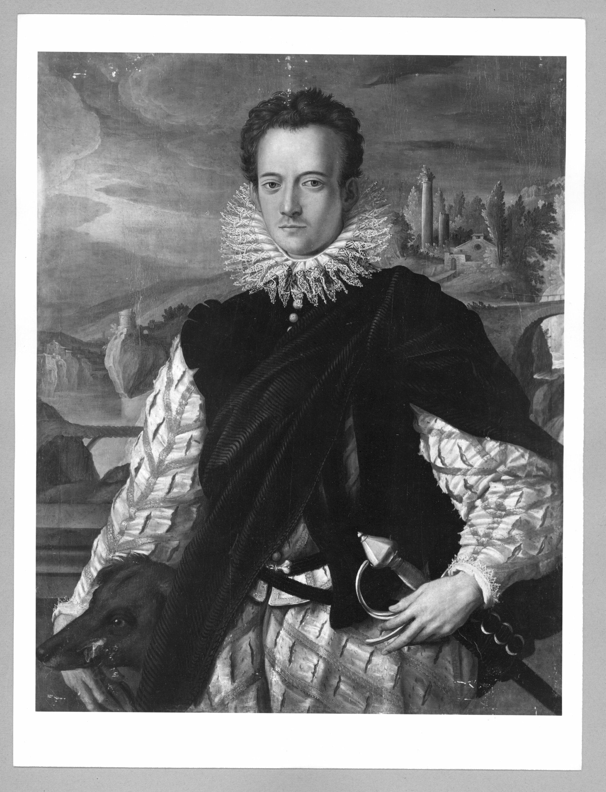 portrait d’un homme avec son chien - Bronzino - Alpha Reproduction