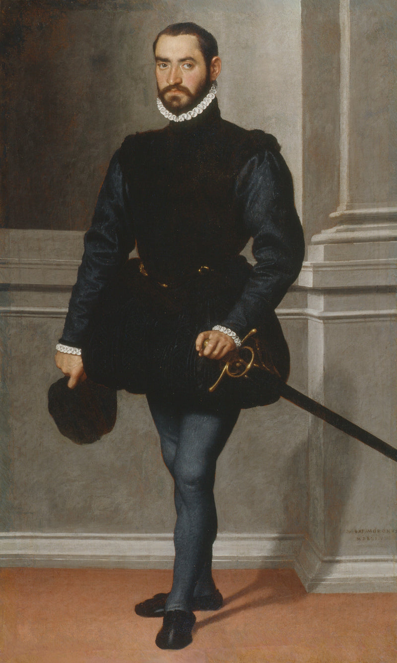 Retrato de un hombre barbudo en negro - Giovanni Battista Moroni