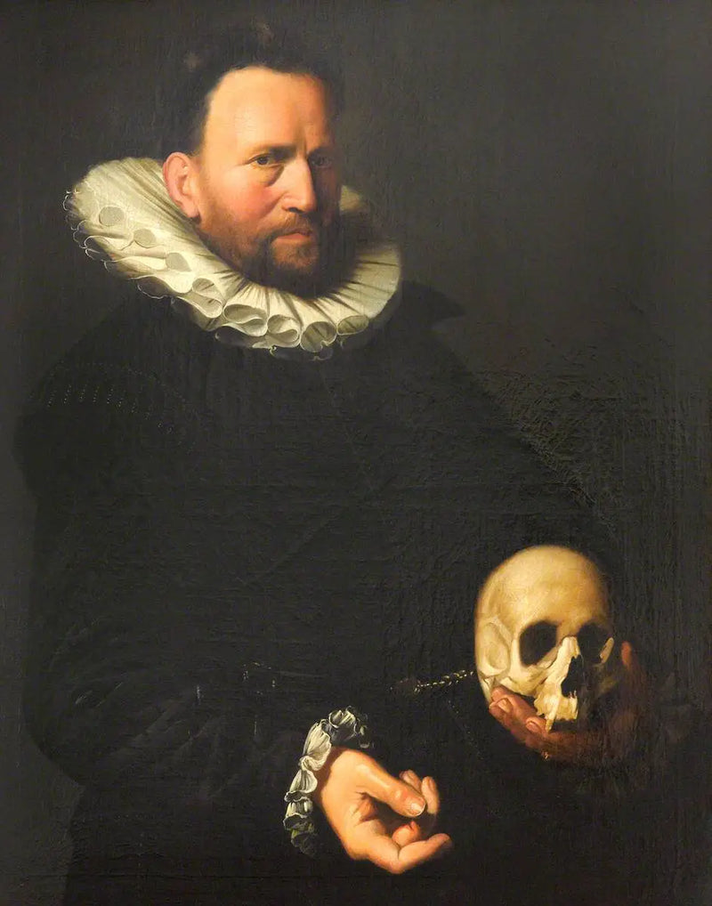 Retrato de un hombre sosteniendo un cráneo - Frans Hals