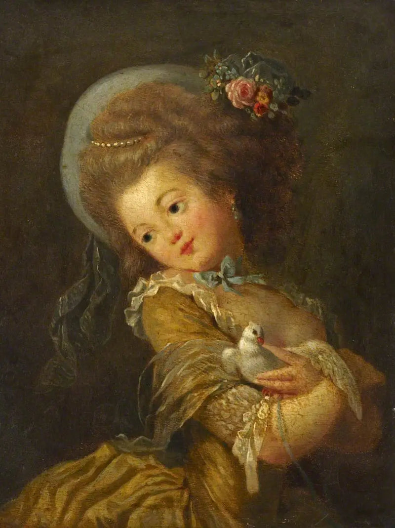 Retrato de una joven sosteniendo una paloma - Jean-Honoré Fragonard