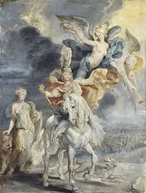 Retrato ecuestre de María de Médici (1575-1642) y el triunfo de Jülich - Peter Paul Rubens
