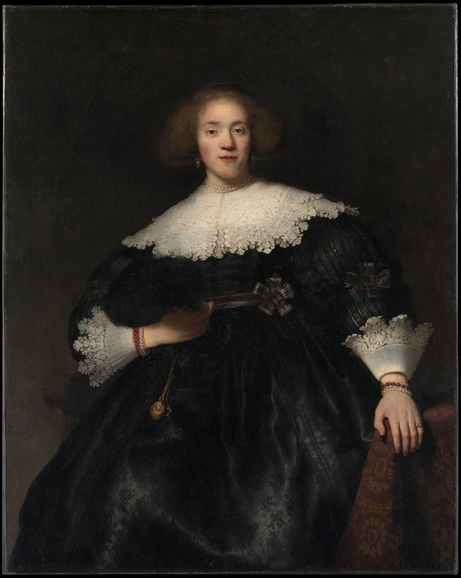 Retrato de una mujer con un abanico - Rembrandt