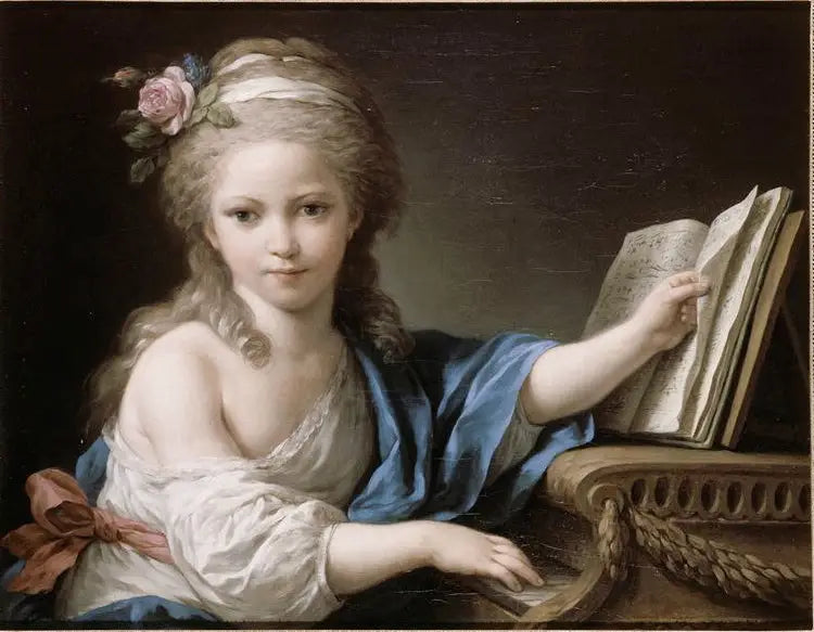 Retrato presunto de Joséphine, hija de Bergeret de Grancourt, tocando el piano - Louis Jean François Lagrenée