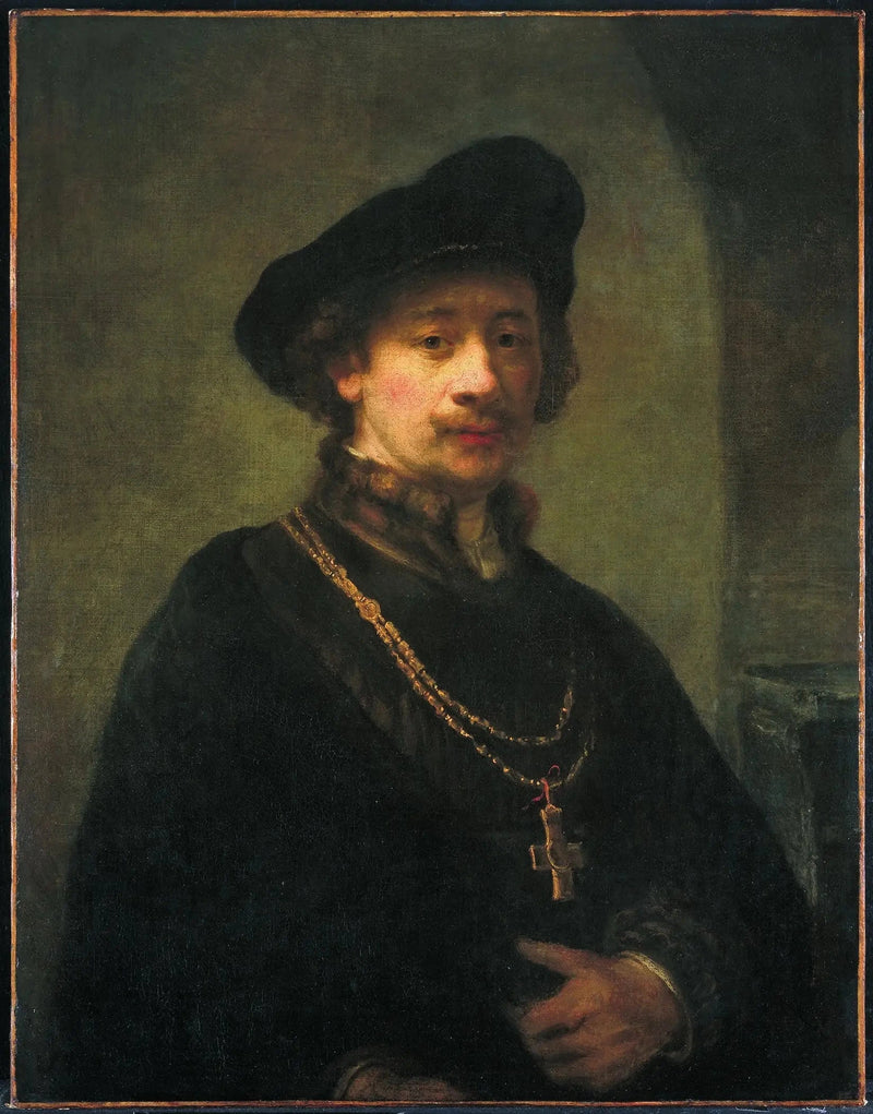 Autorretrato con boina, cadena de oro y cetro - Rembrandt