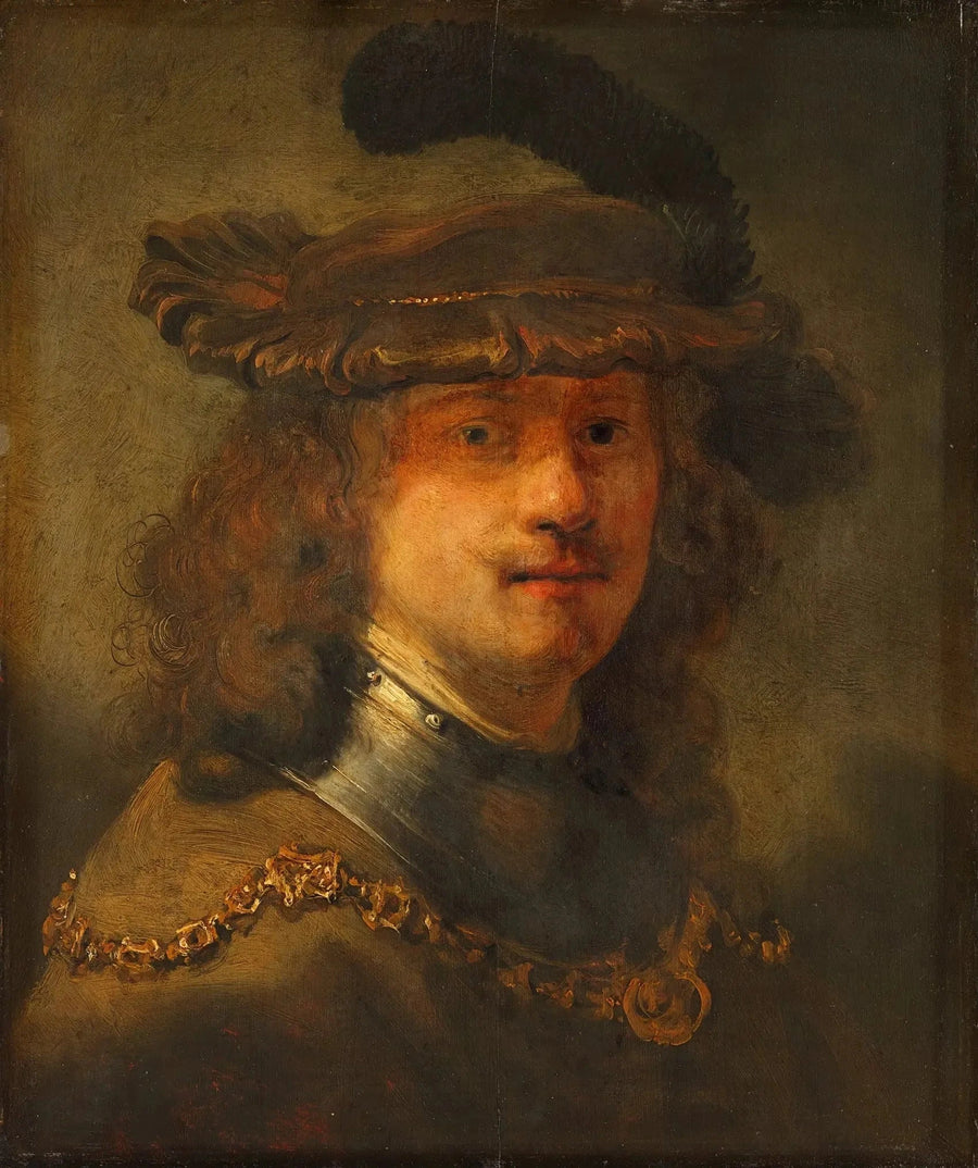 Autorretrato con boina de terciopelo y cadena de oro - Rembrandt