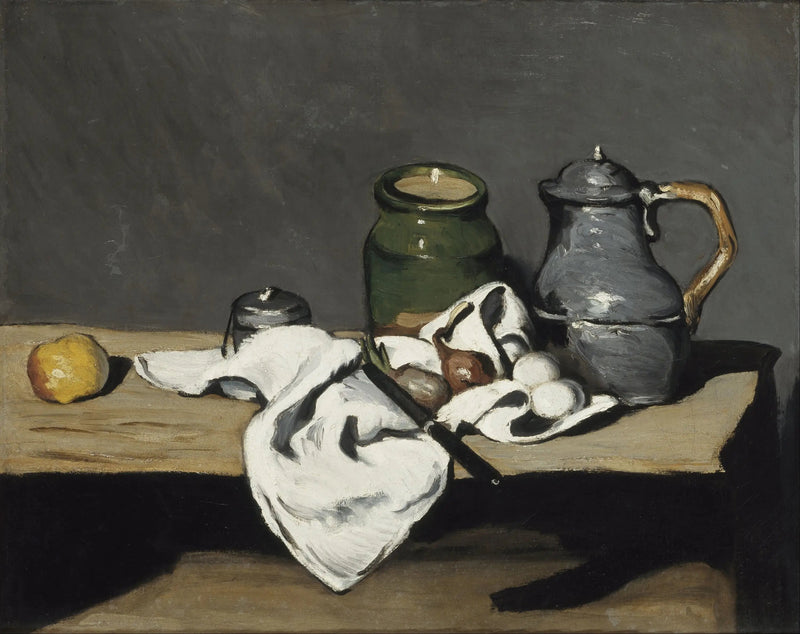 Jarra verde y tetera de estaño - Paul Cézanne