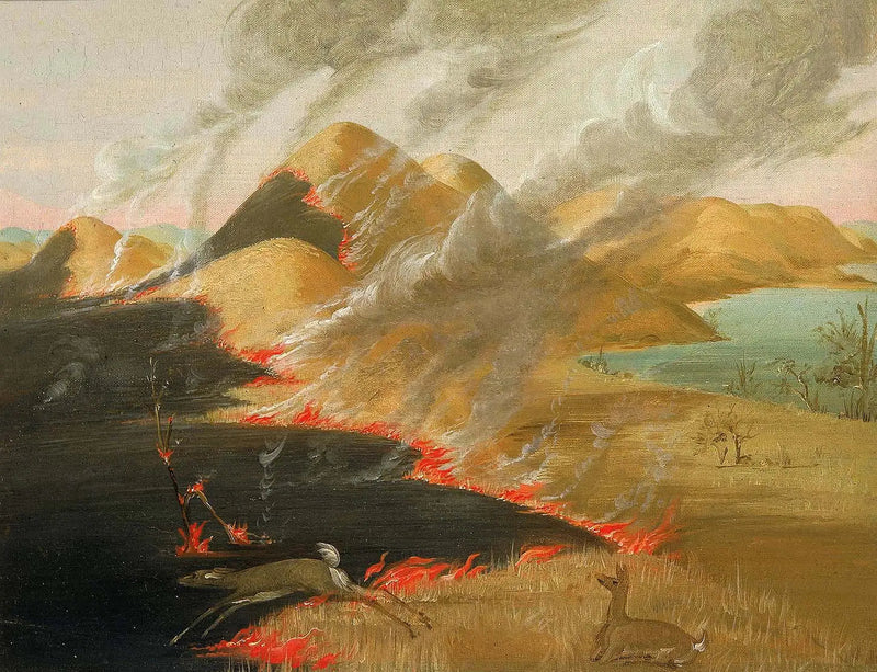 Prairie Bluffs en llamas - George Catlin