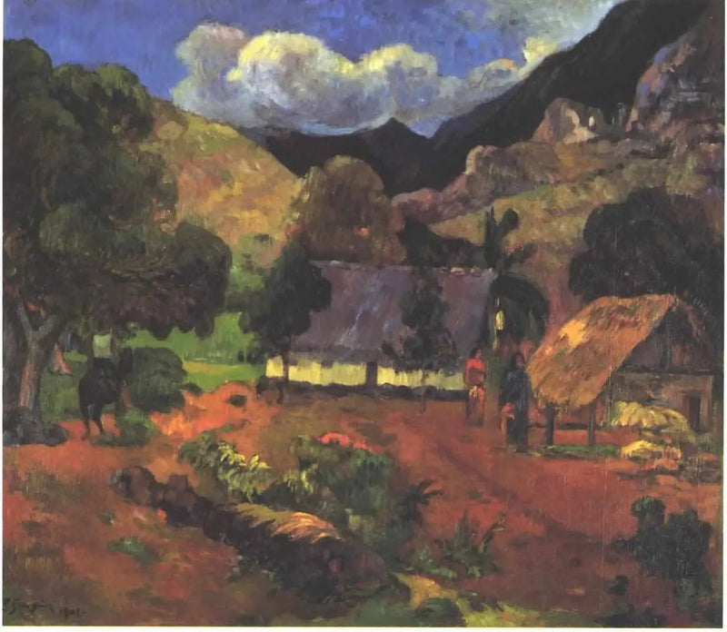 Cerca de las chozas - Paul Gauguin
