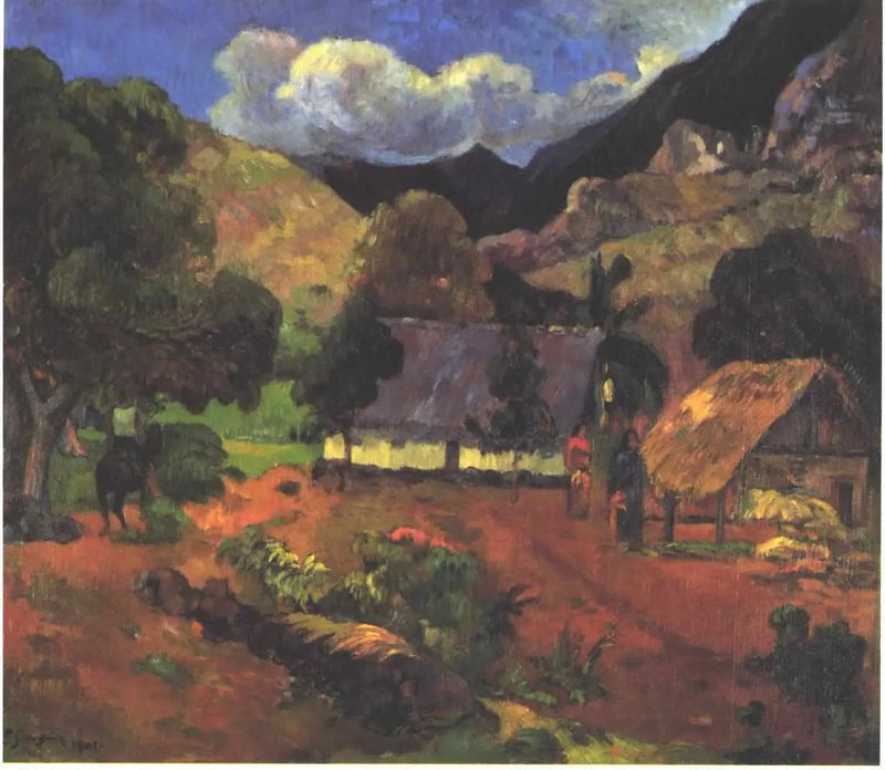 Cerca de las chozas - Paul Gauguin