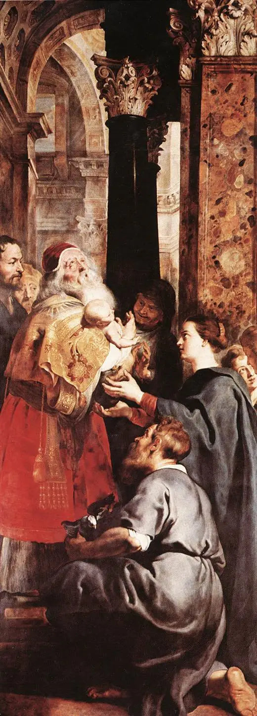 Presentación en el Templo (panel derecho del tríptico) - Peter Paul Rubens