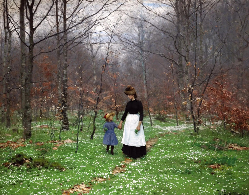 Primavera; las primeras anémonas - H. A. Brendekilde
