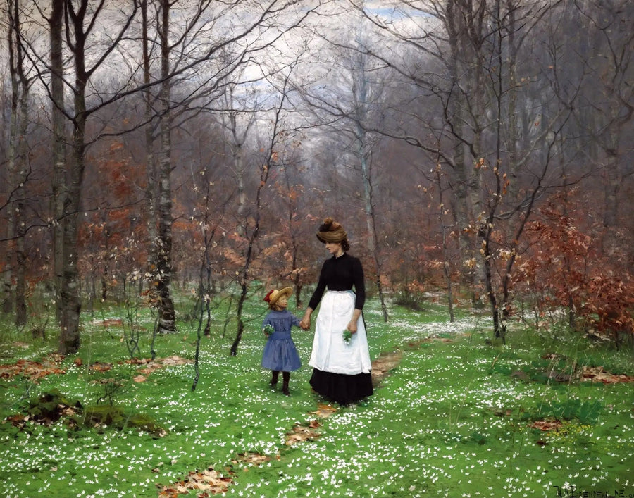 Primavera; las primeras anémonas - H. A. Brendekilde