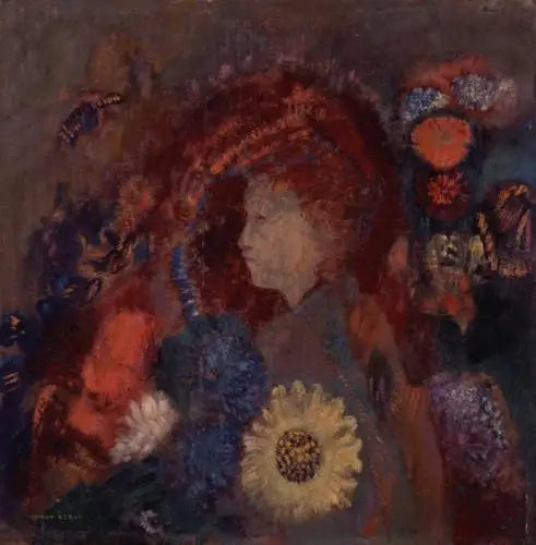 Perfil de joven entre las flores - Odilon Redon