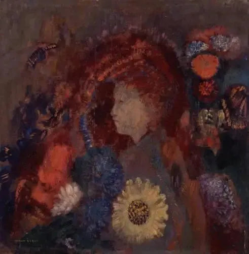 Perfil de joven entre las flores - Odilon Redon