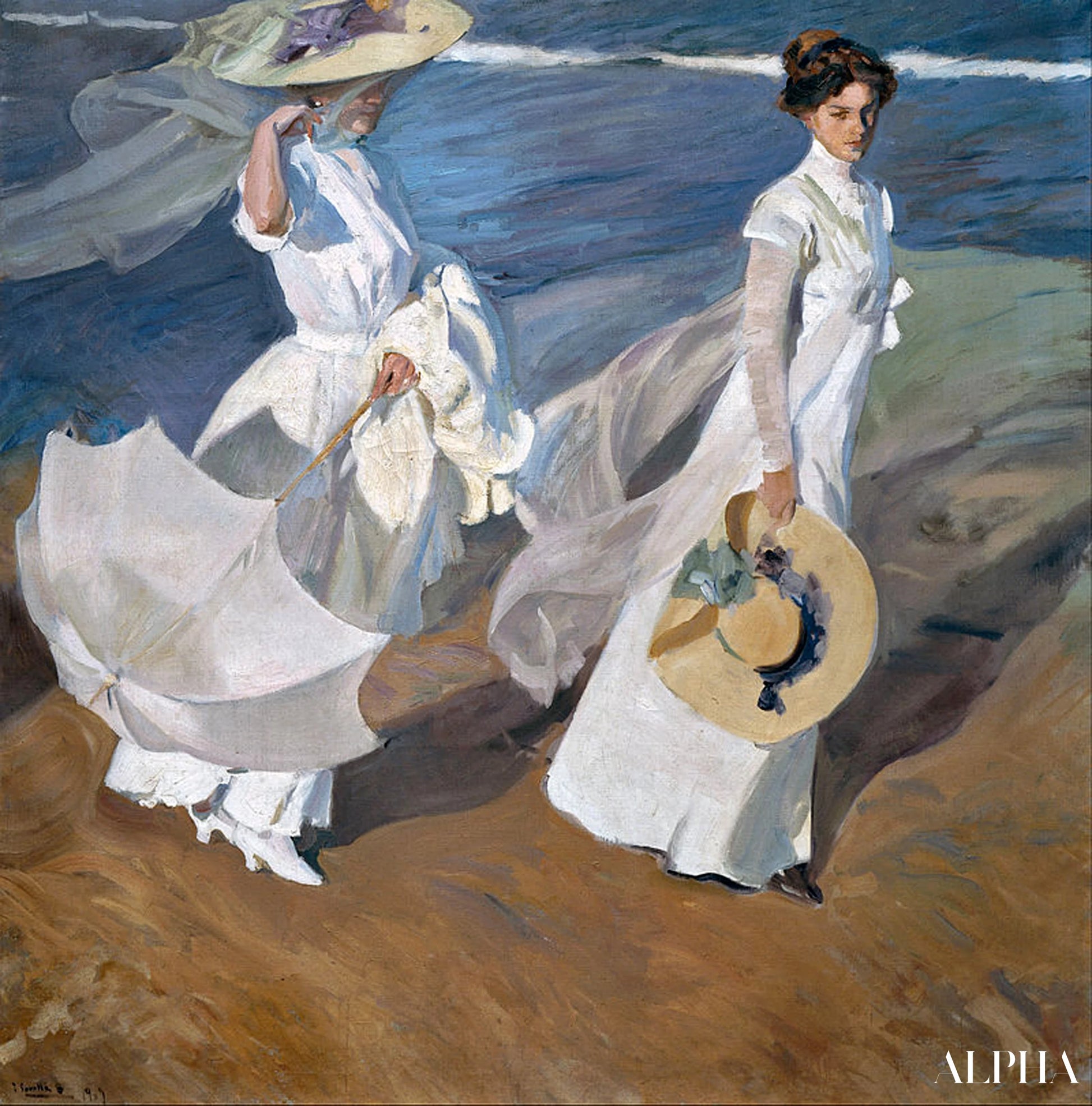 Promenade au bord de la mer - Sorolla - Reproductions de tableaux et peintures haut de gamme