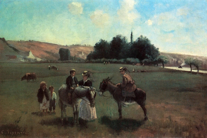 Paseo en burros en La Roche-Guyon - Camille Pissarro