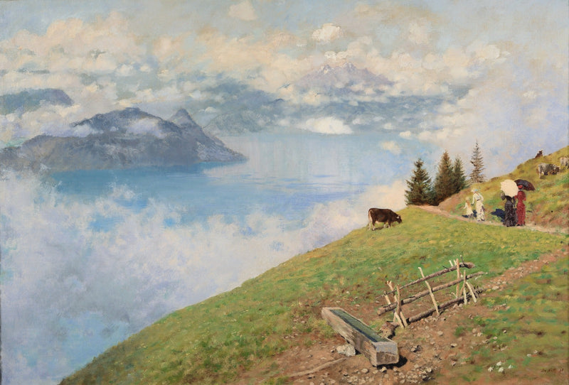 Paseo por las orillas del lago de Lucerna - Giuseppe De Nittis
