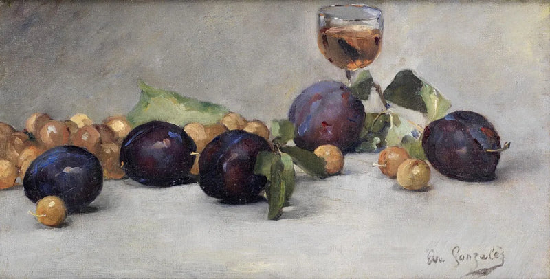 Ciruelas, pasas y vaso de agua - Eva Gonzalès