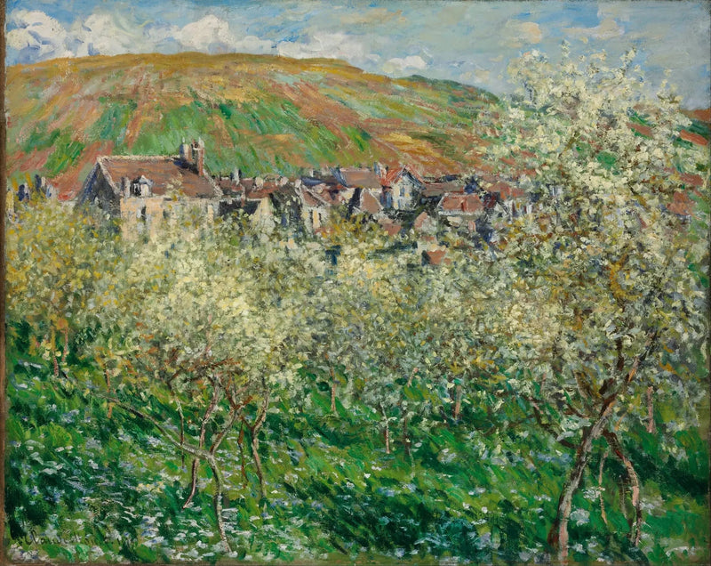 Ciruelos en flor en Vétheuil W520 - Claude Monet