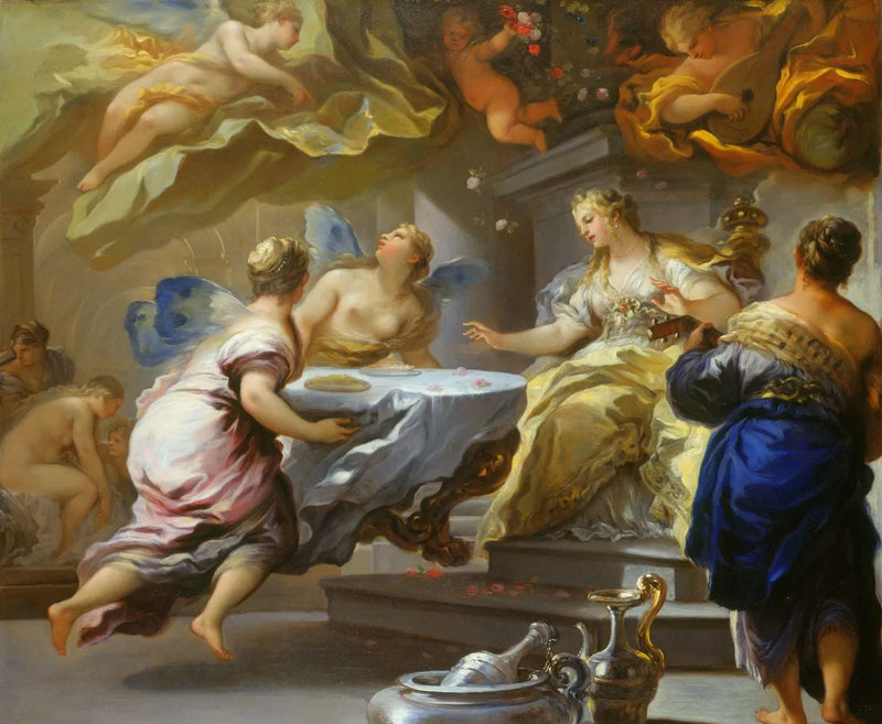 Psicé servida por espíritus invisibles - Luca Giordano