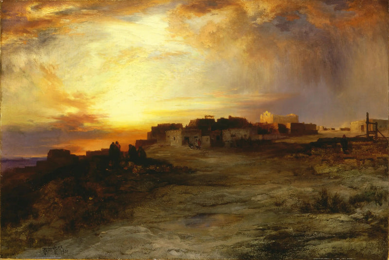 Pueblo al atardecer (Laguna) - Thomas Moran