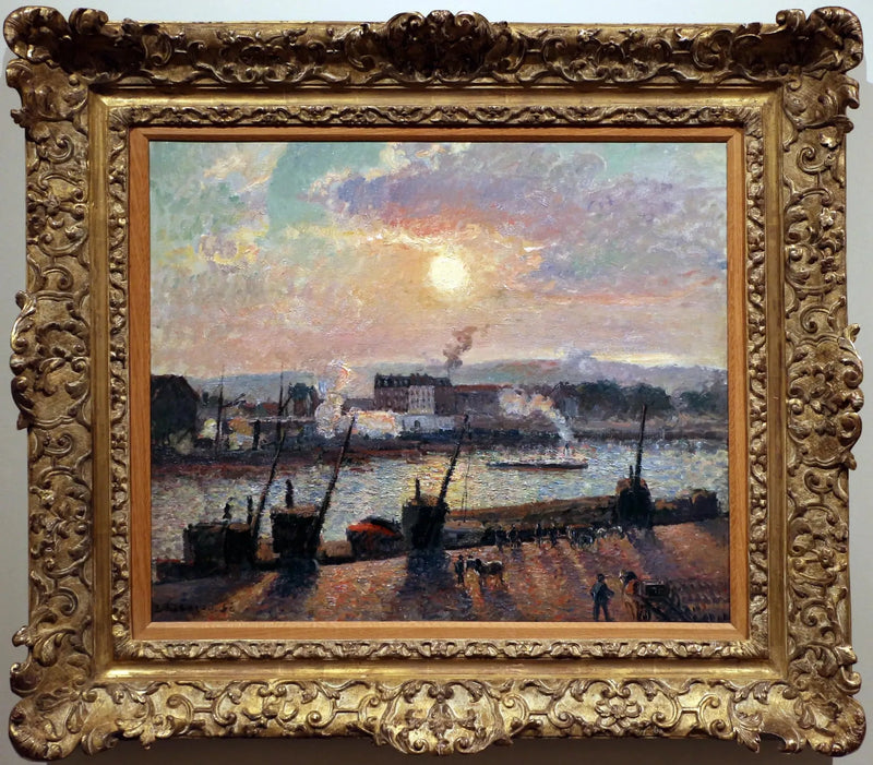 Muelle de la Bolsa, Ruan, atardecer - Camille Pissarro