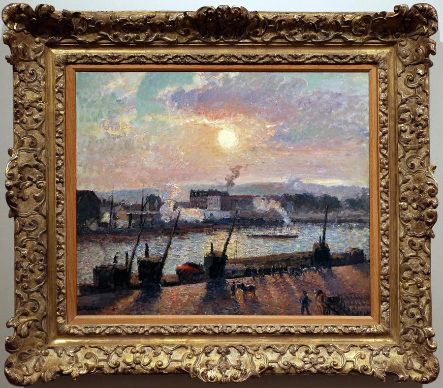 Muelle de la Bolsa, Ruan, atardecer - Camille Pissarro