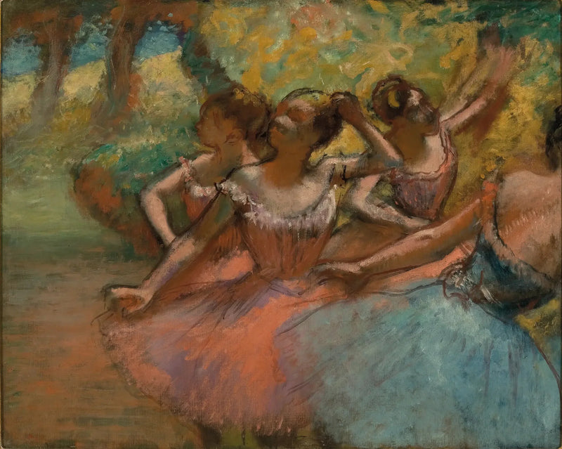 Cuatro bailarinas en el escenario - Edgar Degas