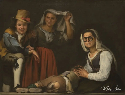 Quatre figures sur une marche - Bartolomé Esteban Murillo - Reproductions de tableaux et peintures haut de gamme